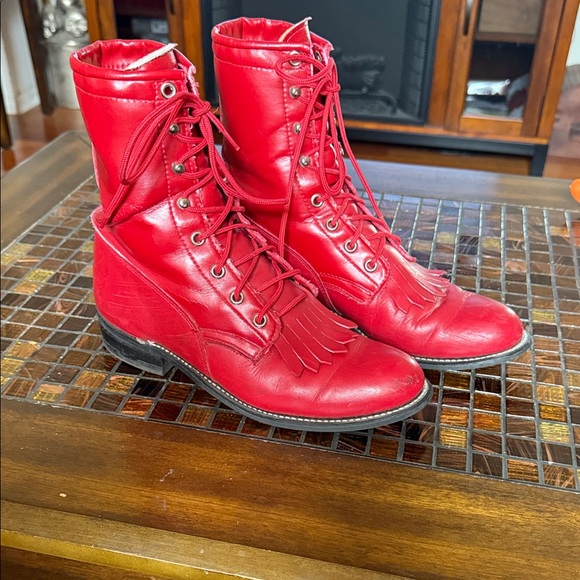 Roy Cooper Shoes - The Reddest Red Leather Lace-Up Boots Ever